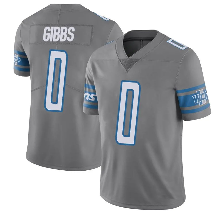 Fenge D.Lions #0 Jahmyr Gibbs Player Gray Vapor F.U.S.E. Limited Stitched Jerseys