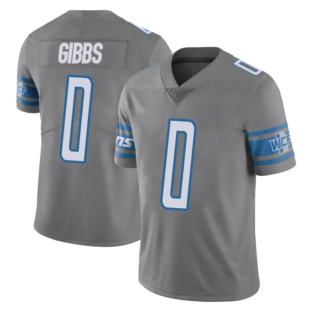 Fenge D.Lions #0 Jahmyr Gibbs Player Gray Vapor Untouchable Limited Home Game Stitched Jerseys