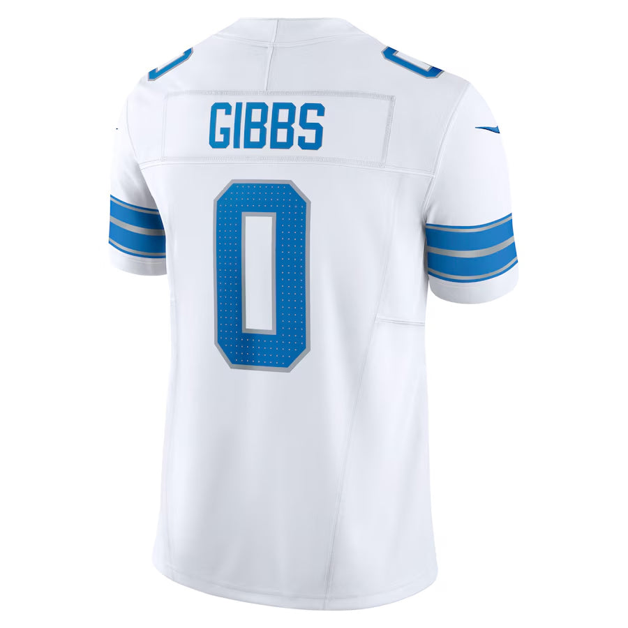 Fenge D.Lions #0 Jahmyr Gibbs Player White Vapor F.U.S.E. Limited Game Stitched Jerseys