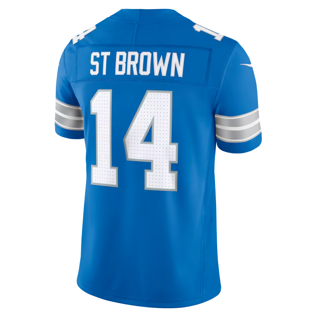 Fenge D.Lions #14 Amon-Ra St. Brown Blue Team Vapor F.U.S.E. Stitched Limited Jerseys
