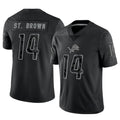 Fenge D.Lions #14 Amon-Ra St. Brown Player Black REFLECTIVE Limited Stitched Jerseys