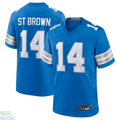 Fenge D.Lions #14 Amon-Ra St. Brown Player Blue Game Stitched Jerseys