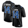 Fenge D.Lions #14 Amon-Ra St. Brown Player Carbon Black Fashion Stitched Jerseys