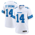 Fenge D.Lions #14 Amon-Ra St. Brown White Game Jersey American Stitched Jerseys