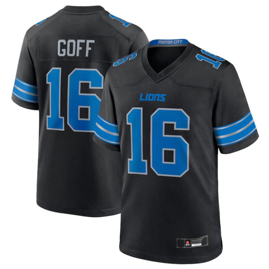 Fenge D.Lions #16 Jared Goff Black 2nd Alternate Game Jersey American Stitched Jerseys