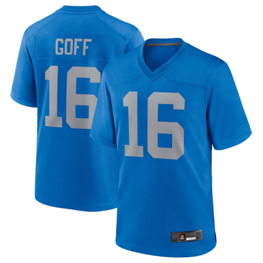 Fenge D.Lions #16 Jared Goff Blue Alternate Game Jersey Blue Player Stitched Jerseys