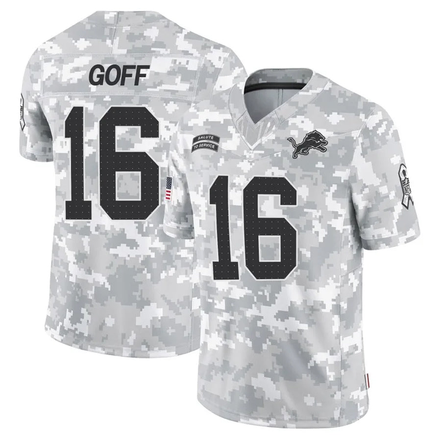 Fenge D.Lions #16 Jared Goff Player Arctic Camo Salute to Service Limited Stitched Jerseys