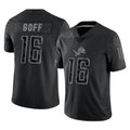 Fenge D.Lions #16 Jared Goff Player Black REFLECTIVE Limited Stitched Jerseys