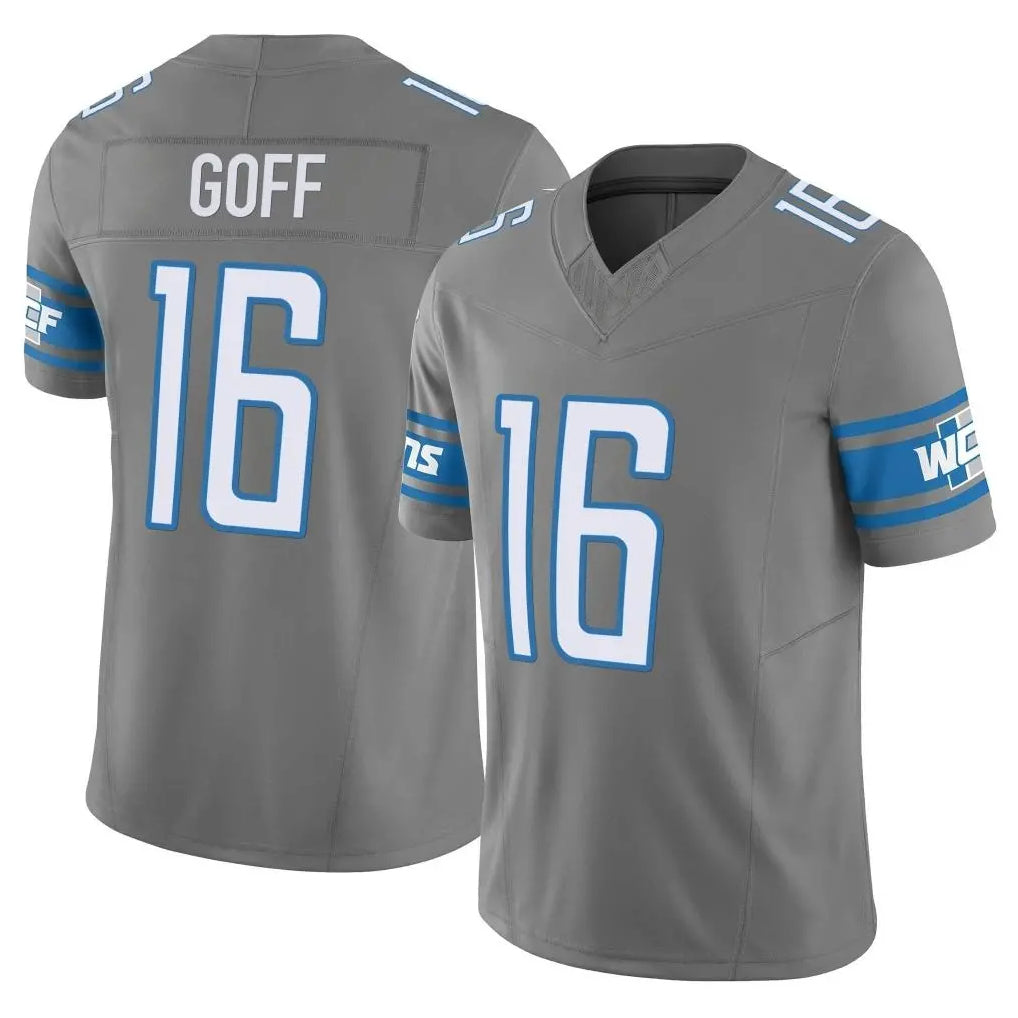 Fenge D.Lions #16 Jared Goff Player Gray Vapor F.U.S.E. Limited Home Game Stitched Jerseys
