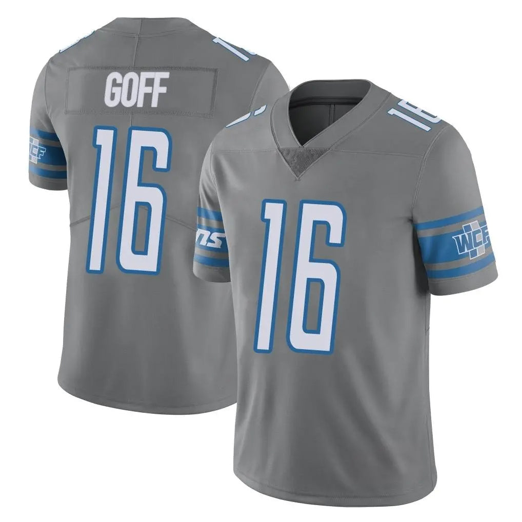 Fenge D.Lions #16 Jared Goff Player Gray Vapor Untouchable Limited Home Game Stitched Jerseys