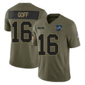 Fenge D.Lions #16 Jared Goff Player Olive 2025 Salute To Service Limited Home Game Stitched Jerseys