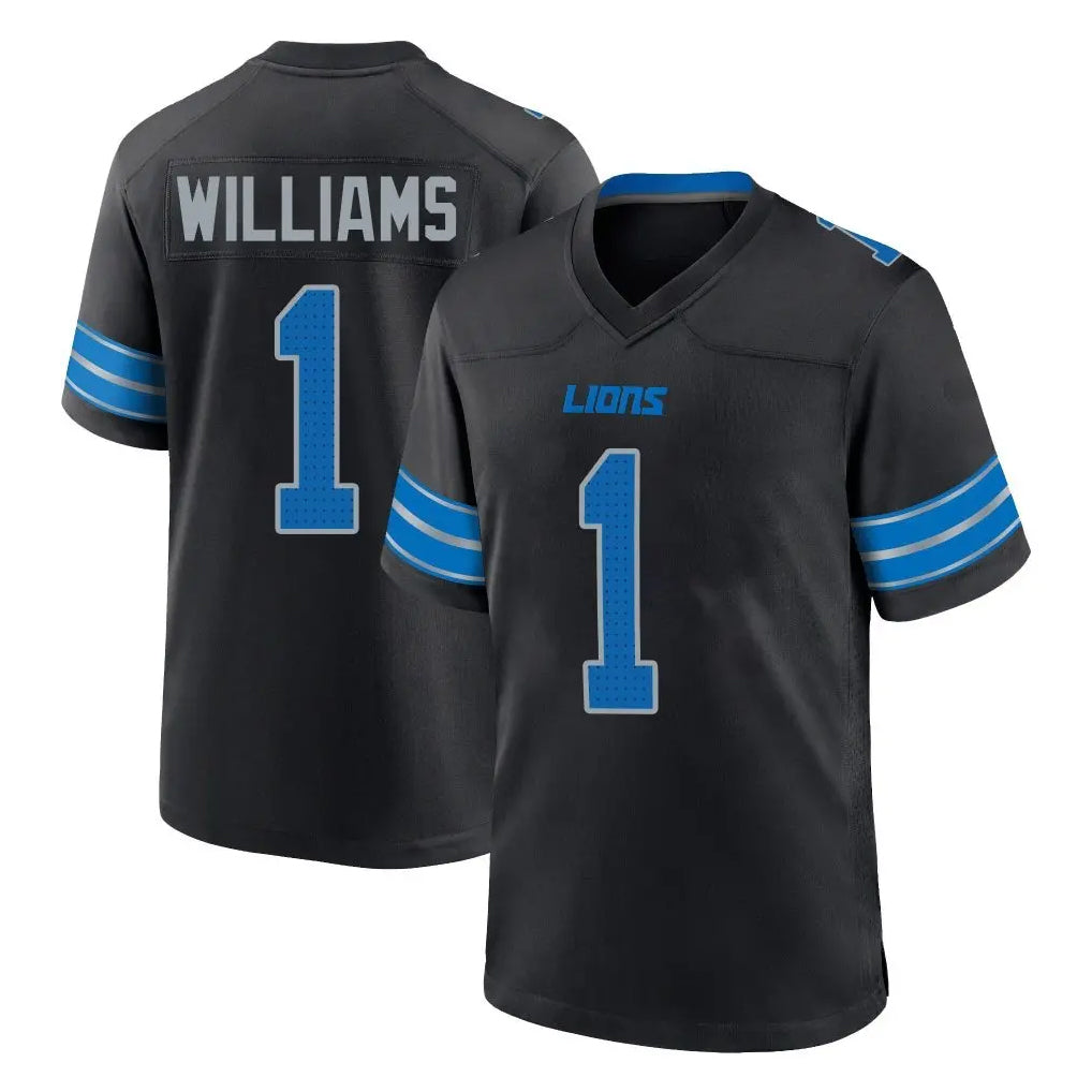 Fenge D.Lions #1 Jameson Williams Player Black Alternate Home Game Stitched Jerseys