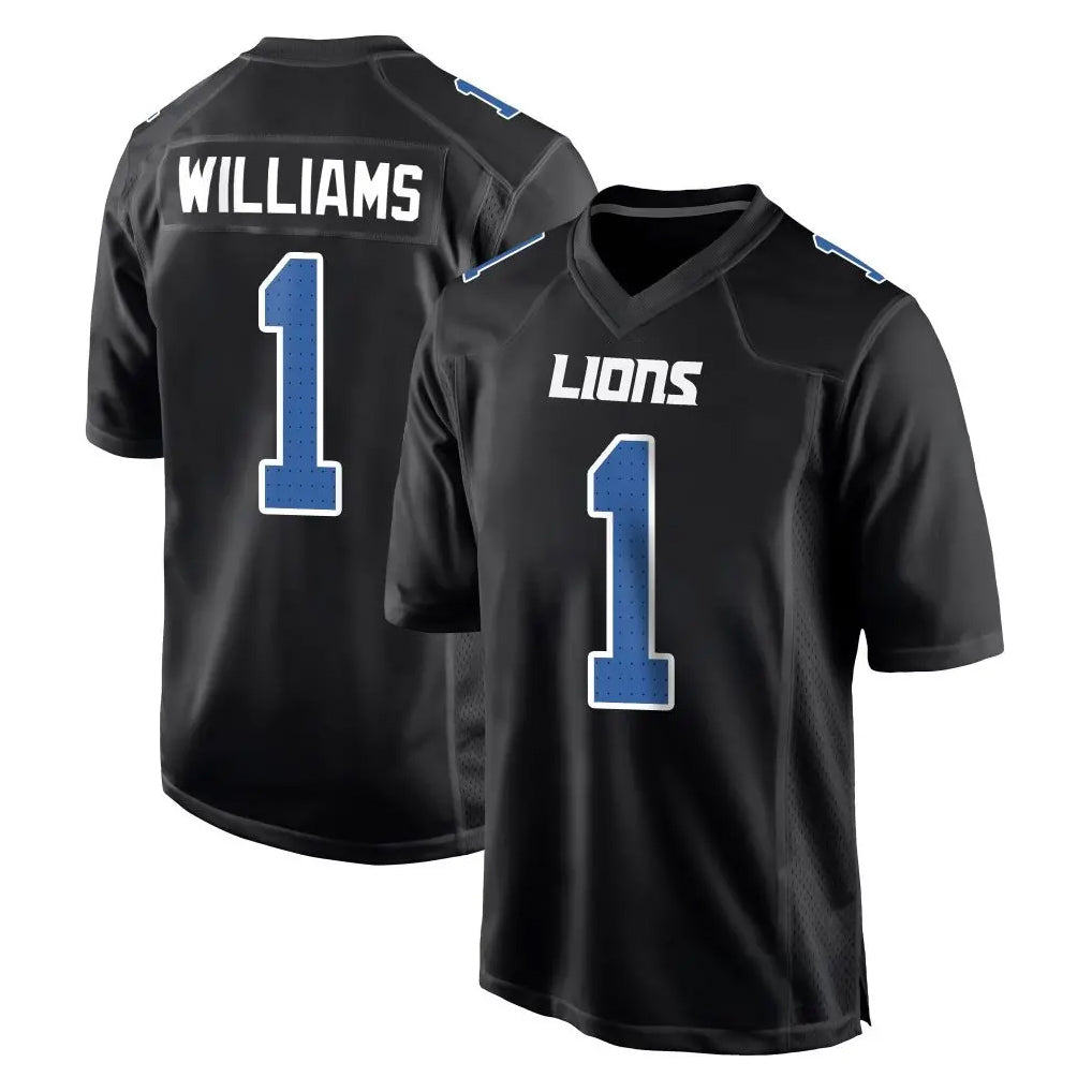 Fenge D.Lions #1 Jameson Williams Player Black Fashion Home Game Stitched Jerseys