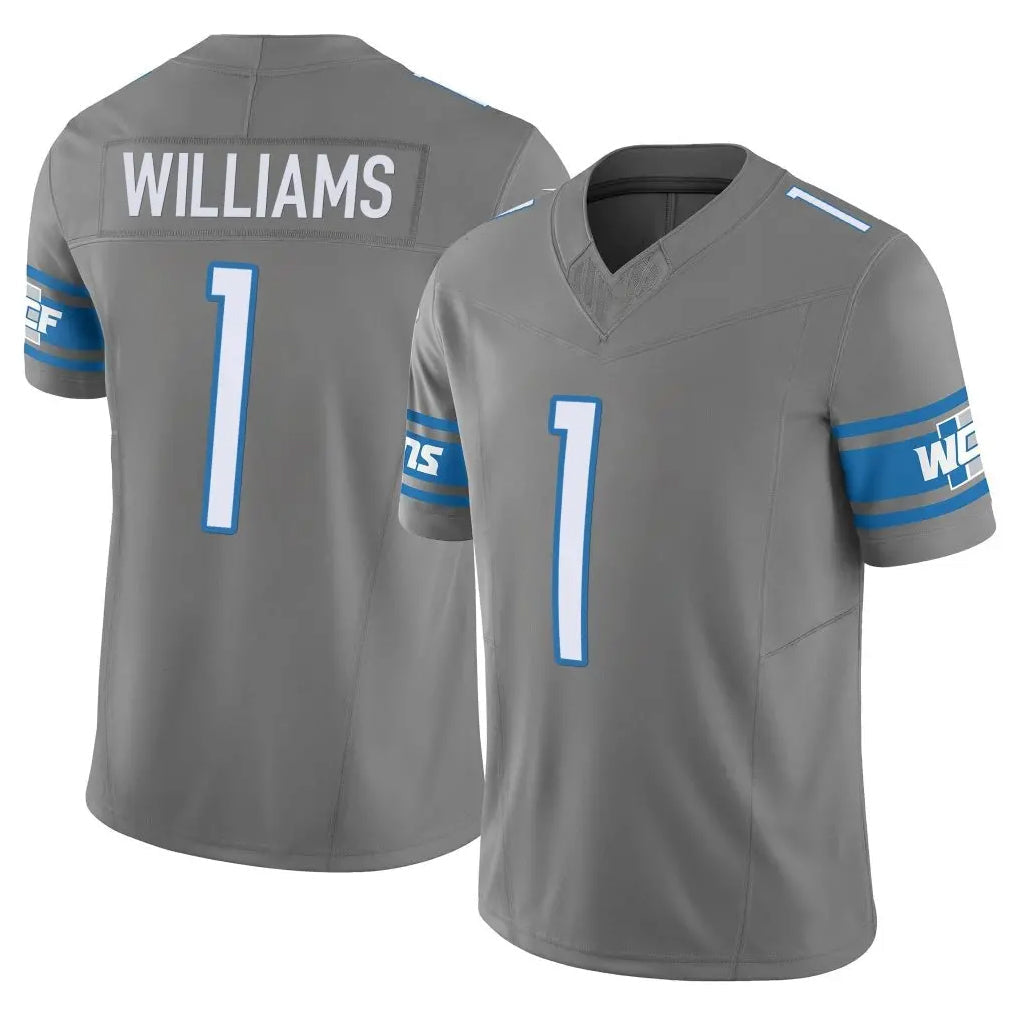 Fenge D.Lions #1 Jameson Williams Player Gray Vapor F.U.S.E. Limited Home Game Stitched Jerseys