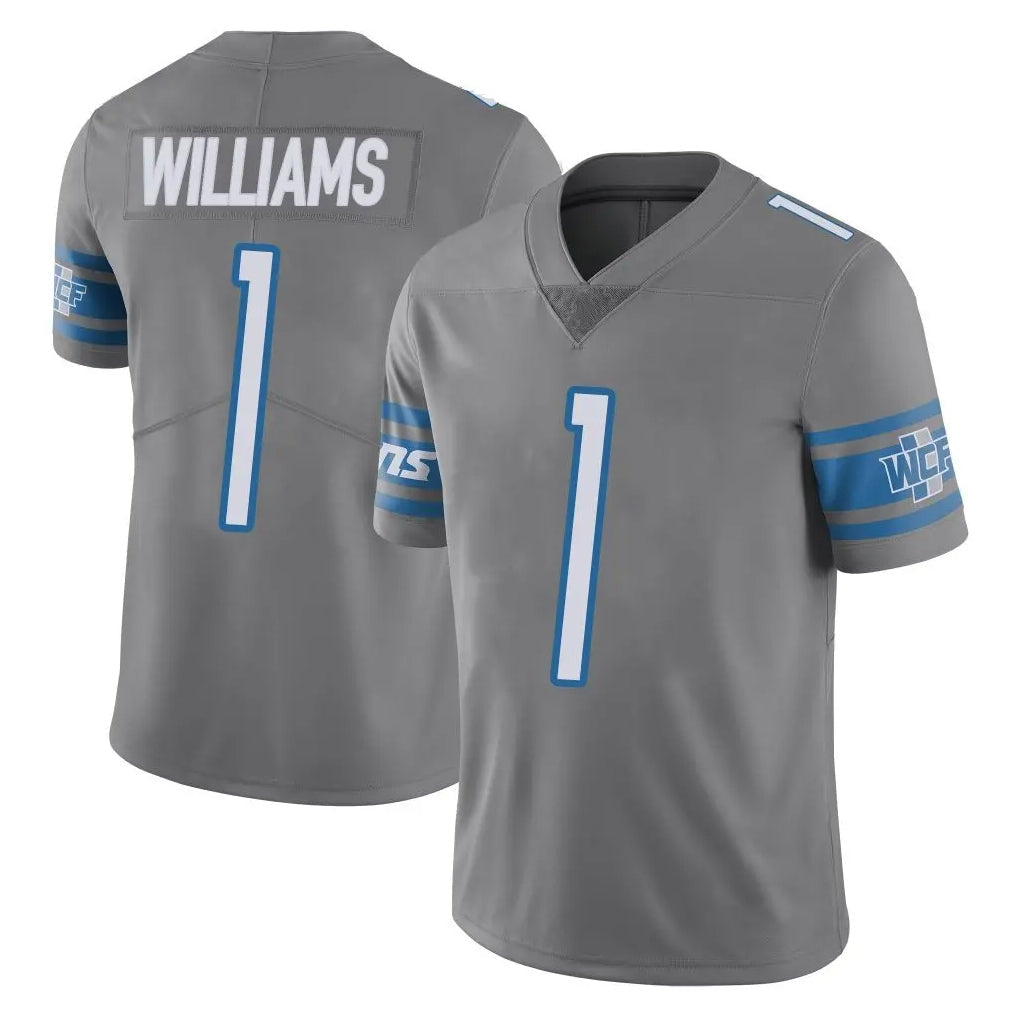 Fenge D.Lions #1 Jameson Williams Player Gray Vapor Untouchable Limited Home Game Stitched Jerseys