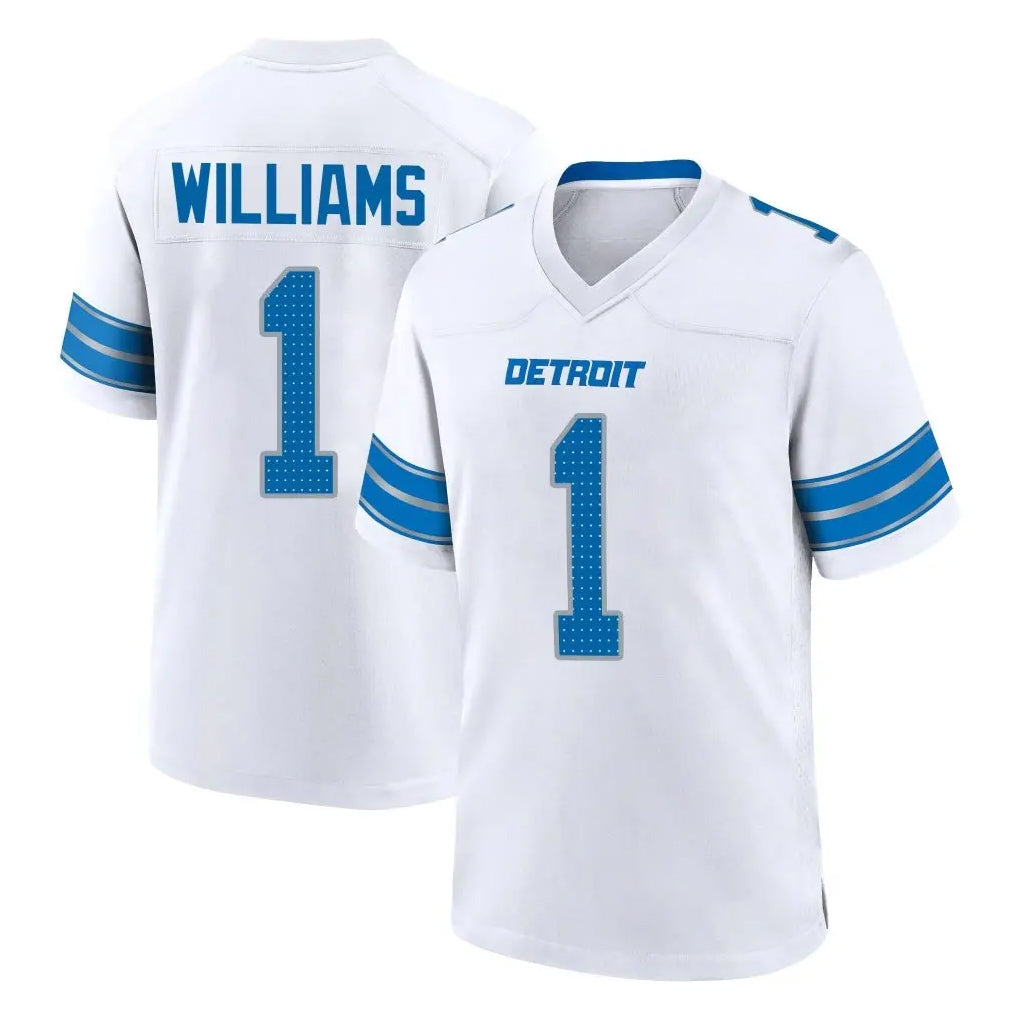Fenge D.Lions #1 Jameson Williams Player White Alternate Home Game Stitched Jerseys