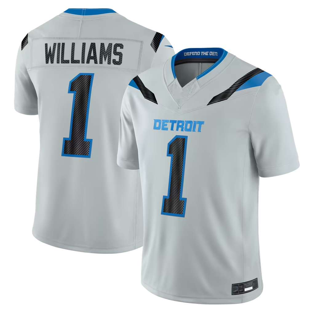 Fenge D.Lions #1 Jameson Williams Silver 2026 Rivalries Collection Limited Stitched Jerseys