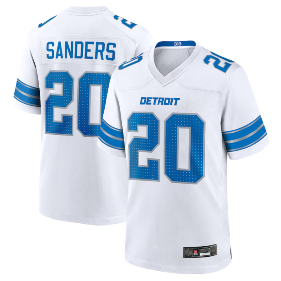 Fenge D.Lions #20 Barry Sanders Player White Game Stitched Jerseys