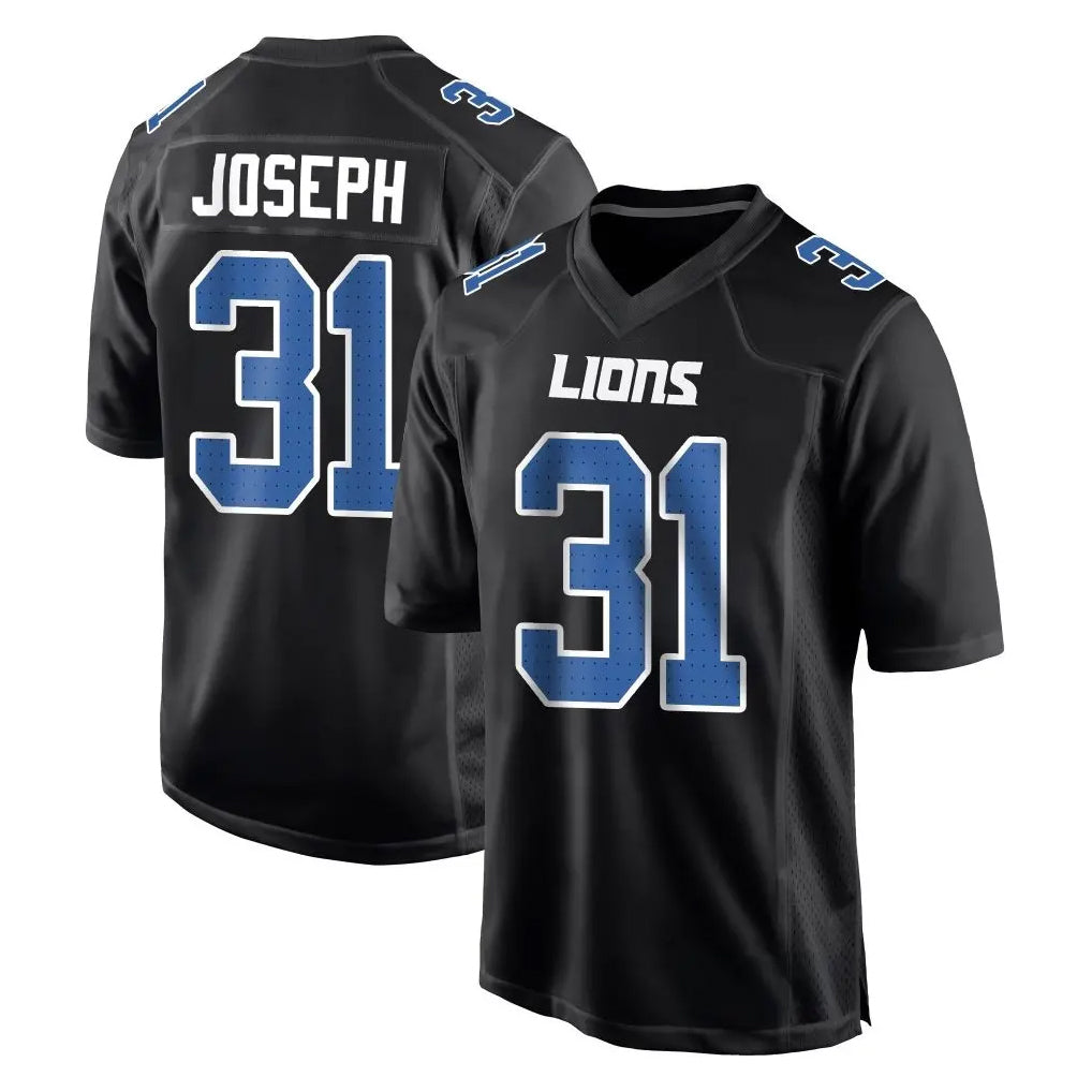 Fenge D.Lions #31 Kerby Joseph Player Black Fashion Home Game Stitched Jerseys
