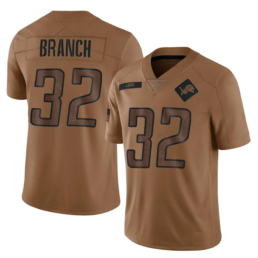 Fenge D.Lions #32 Brian Branch Player Brown Salute To Service Limited Stitched Jerseys