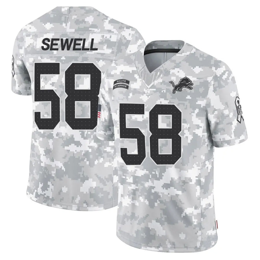 Fenge D.Lions #58 Penei Sewell Player Salute to Service Limited Arctic Camo Stitched Jerseys