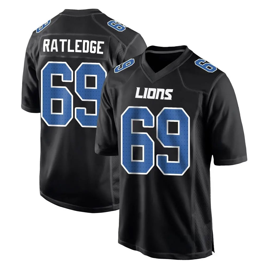 Fenge D.Lions #69 Tate Ratledge Player Black Fashion Home Game Stitched Jerseys