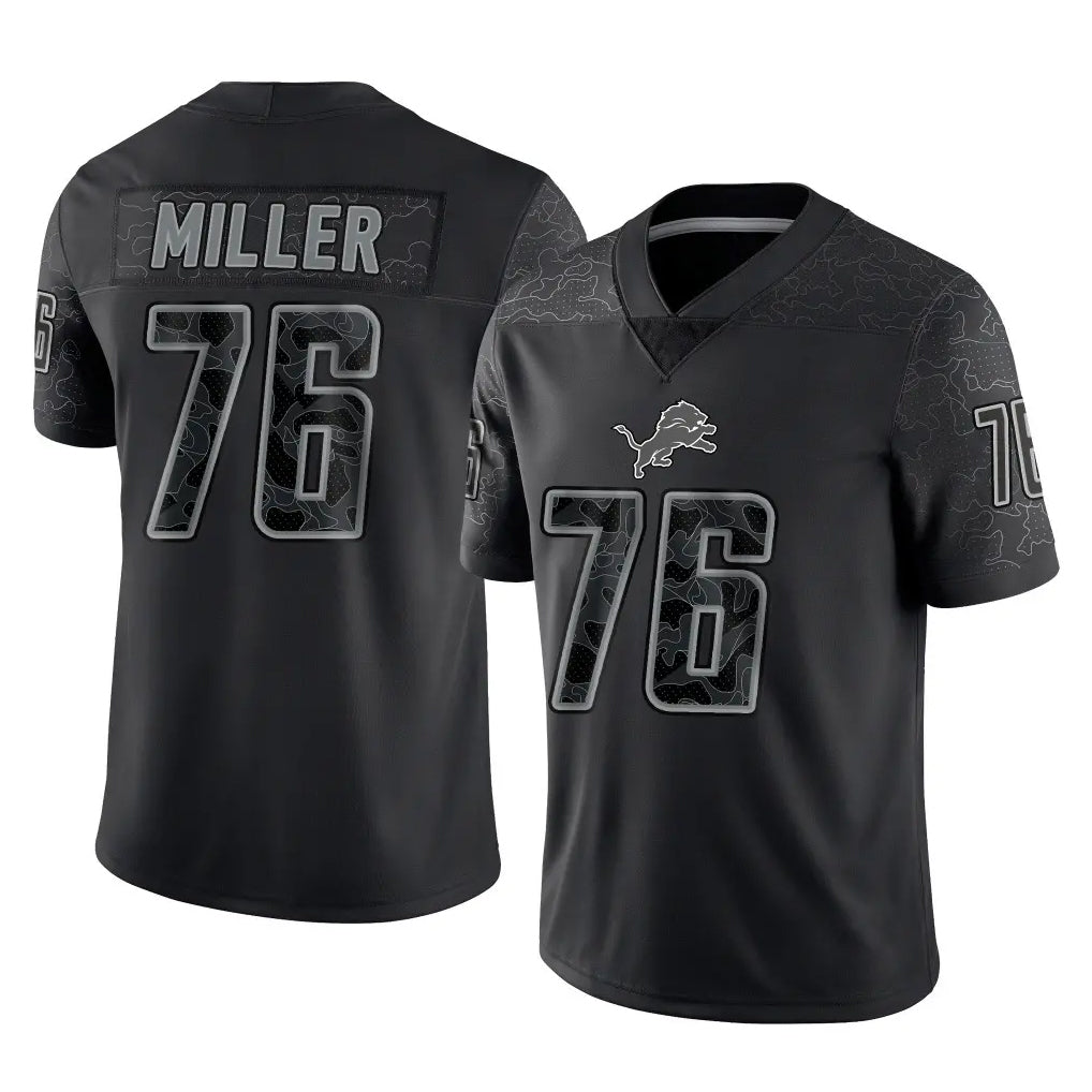 Fenge D.Lions #76 Blake Miller Player Black Reflective Limited Home Game Stitched Jerseys
