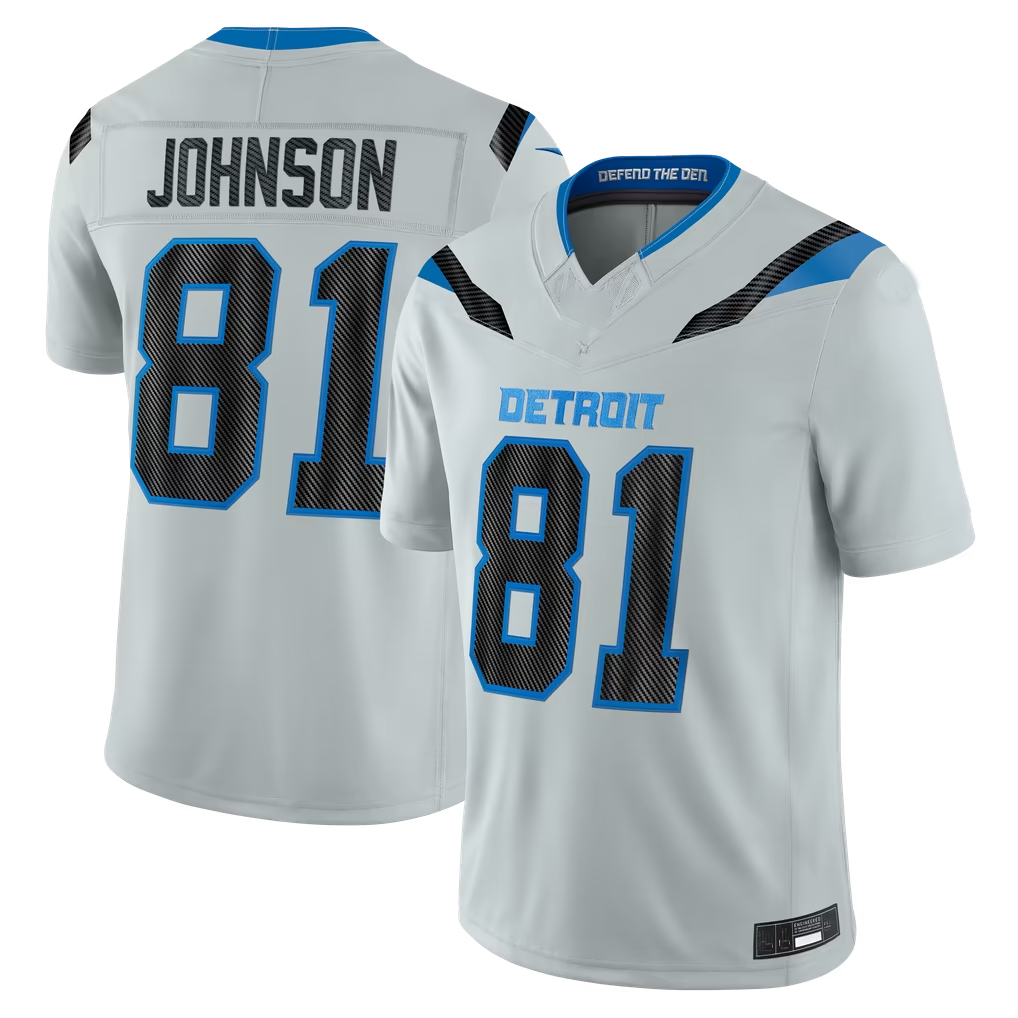 Fenge D.Lions #81 Calvin Johnson Silver 2026 Rivalries Collection Limited Stitched Jerseys