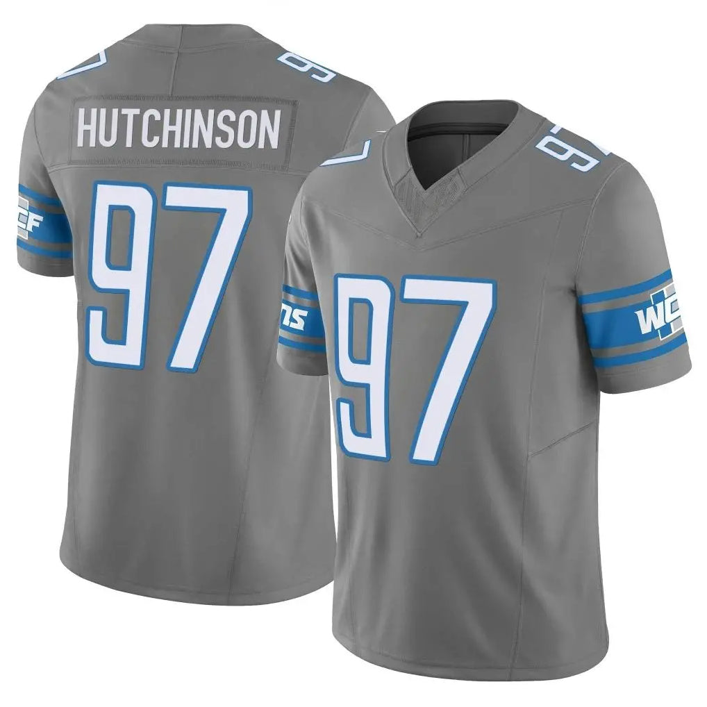 Fenge D.Lions #97 Aidan Hutchinson Player Gray Vapor F.U.S.E. Limited Home Game Stitched Jerseys