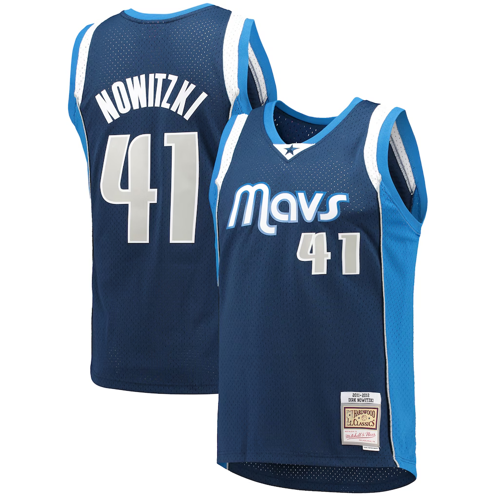 Fenge D.Mavericks Mitchell & Ness #41 Dirk Nowitzki Navy Dallas Mavericks 2011-2012 Hardwood Classics Swingman Stitched Jerseys