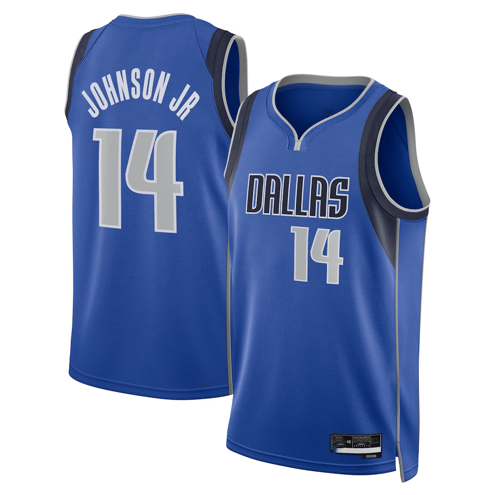 Fenge D.Mavericks #14 Morez Johnson Jr. Blue Icon Swingman Stitched Jerseys