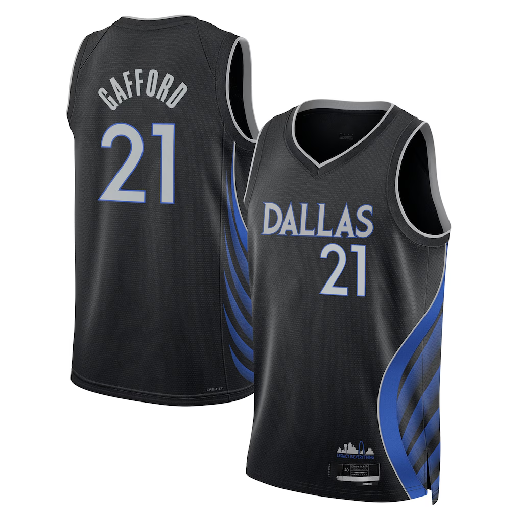 Fenge D.Mavericks #21 Daniel Gafford Black 2025-2026 City Edition Swingman Stitched Jerseys
