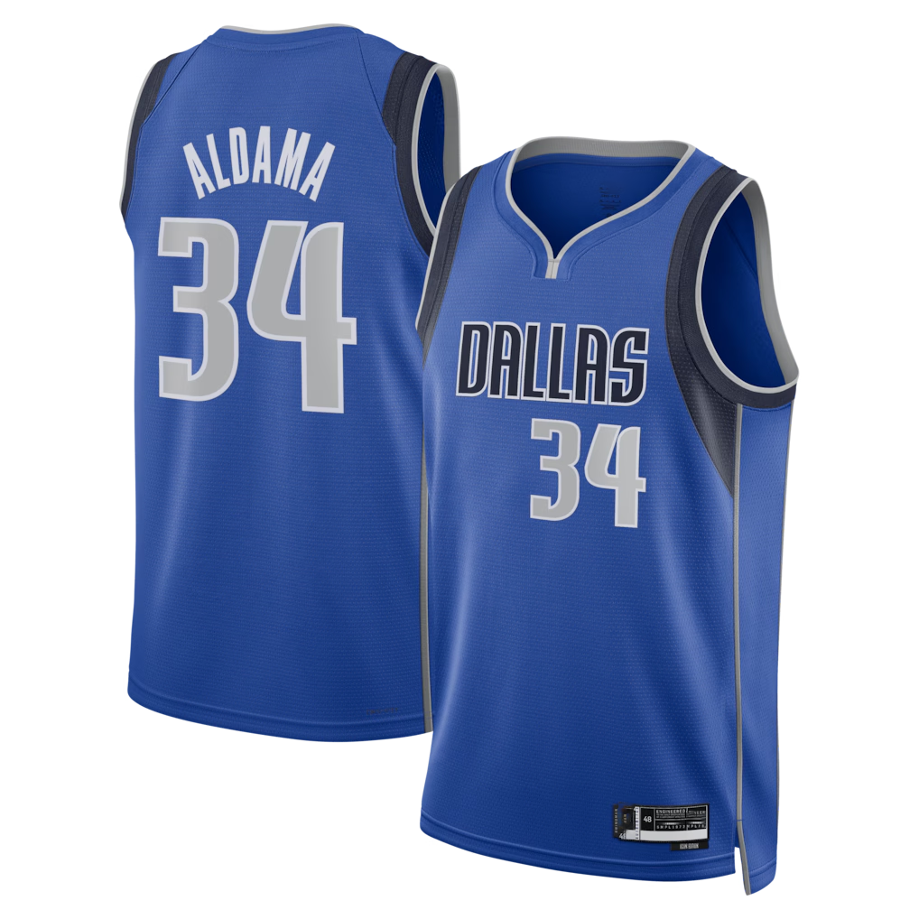 Fenge D.Mavericks #34 Santi Aldama Blue Icon Edition Swingman Stitched Jerseys