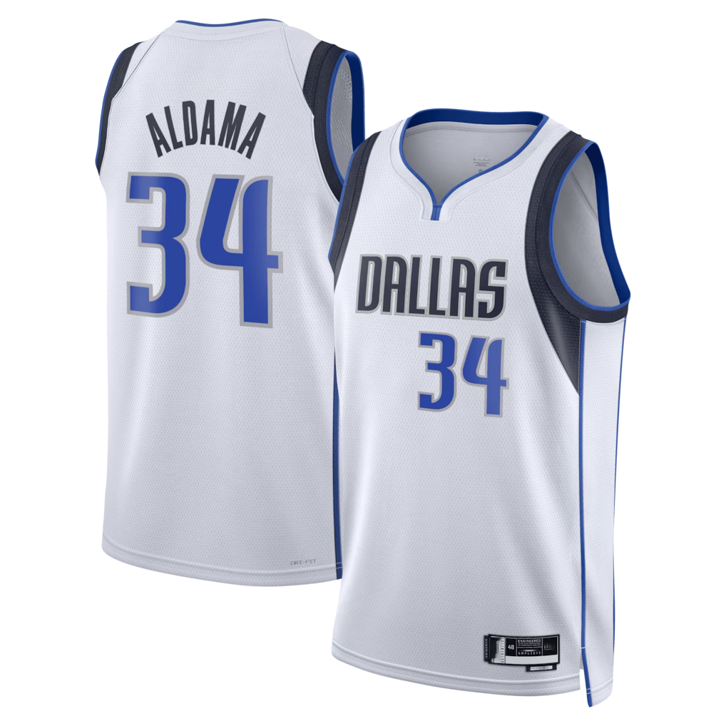Fenge D.Mavericks #34 White Santi Aldama Association Edition Swingman Stitched Jerseys