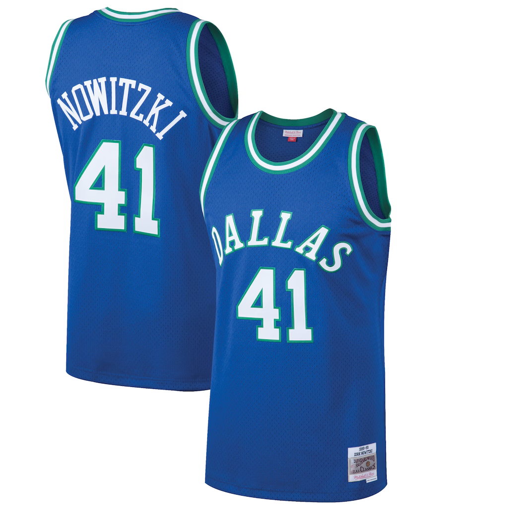 Fenge D.Mavericks #41 Dirk Nowitzki Mitchell & Ness Blue 199899 Hardwood Classics Swingman Jerseys