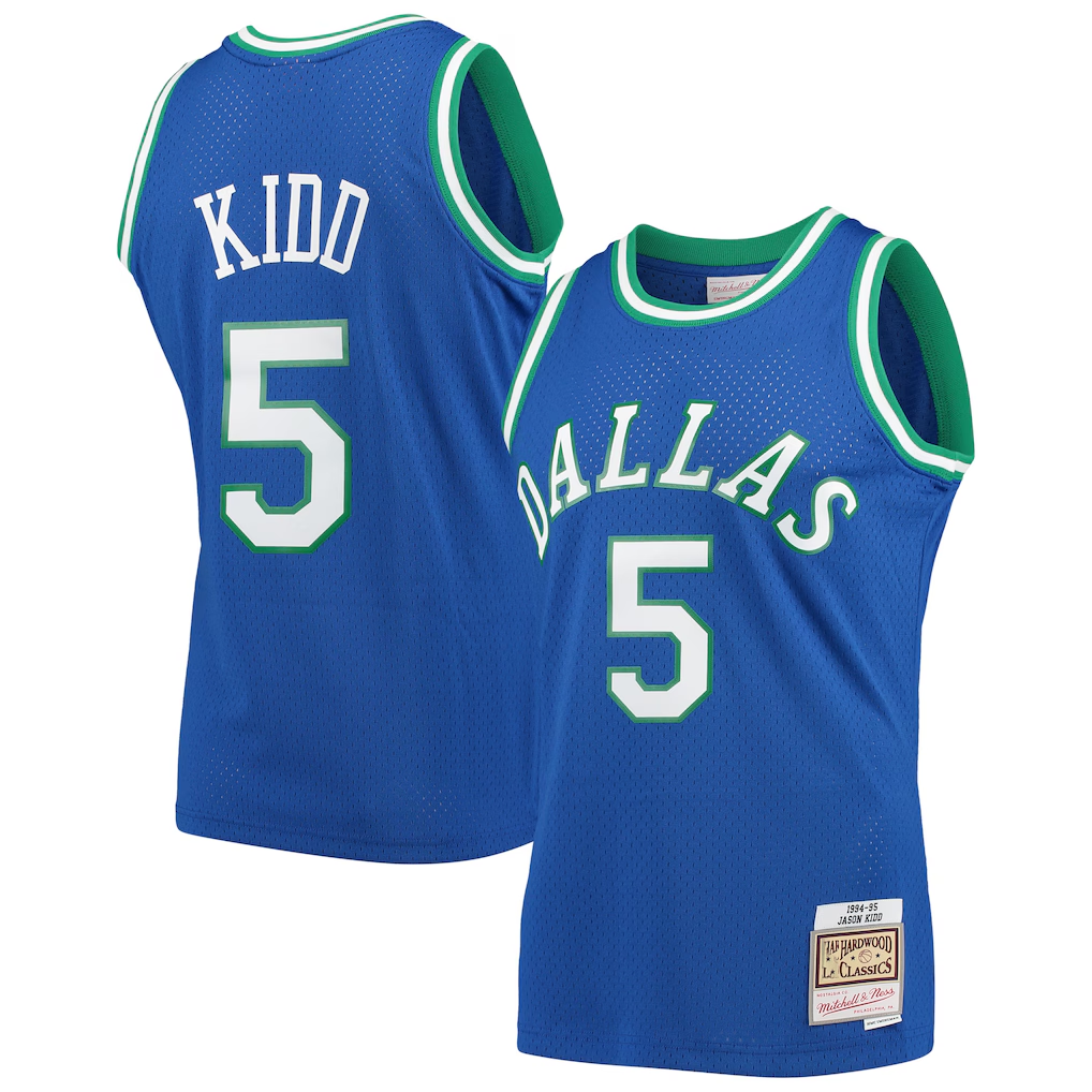 Fenge D.Mavericks #5 Jason Kidd Mitchell & Ness Blue 1994-1995 Hardwood Classics Swingman Jerseys