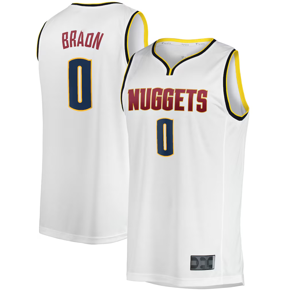 Fenge D.Nuggets #0 Christian Braun  White Fast Break Player Jerseys - Association Edition