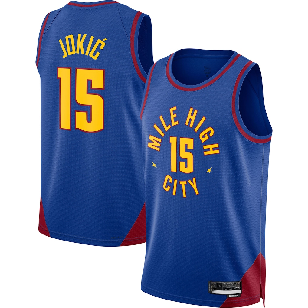 Fenge D.Nuggets #15 Nikola Jokic Blue Swingman Jerseys - Statement Edition