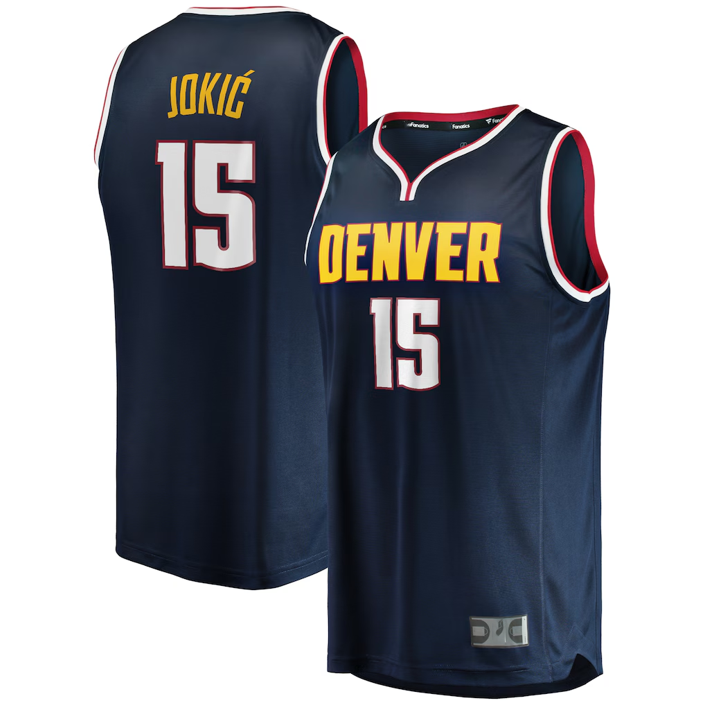Fenge D.Nuggets #15 Nikola Jokic Navy Fast Break Player Jerseys - Icon Edition