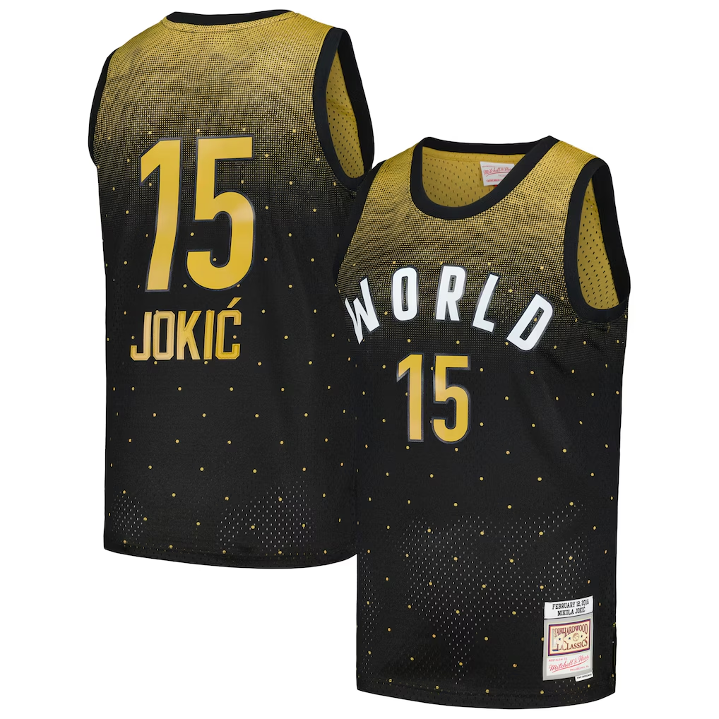 Fenge D.Nuggets #15 Nikola Jokic Rising Stars Challenge Mitchell & Ness Black Hardwood Classics Swingman Jerseys