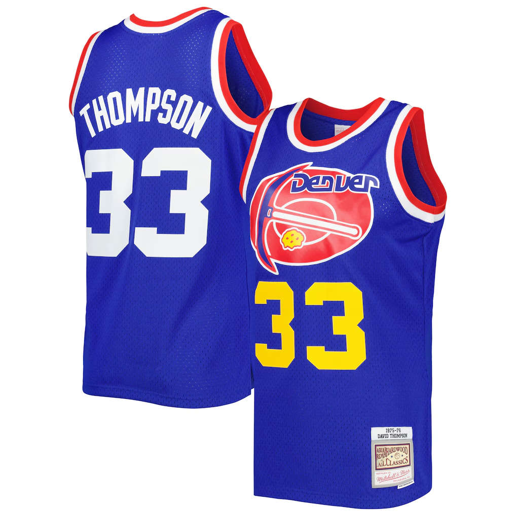 Fenge D.Nuggets #33 David Thompson Mitchell & Ness Royal Hardwood Classics 1975-76 Swingman Jersey