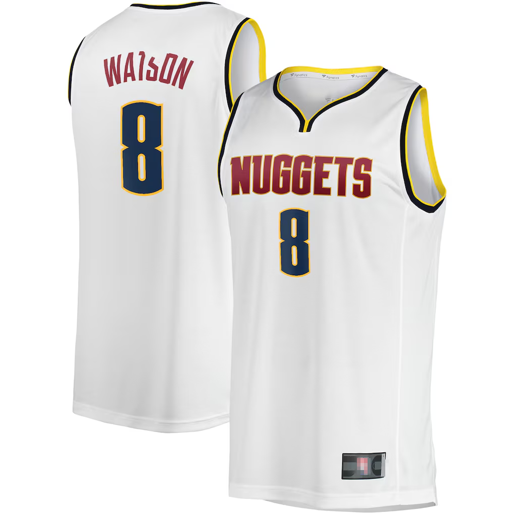 Fenge D.Nuggets #8 Peyton Watson White Fast Break Player Jerseys - Association Edition