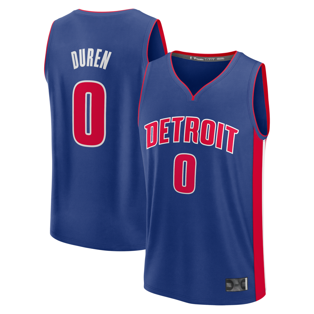 Fenge D.Pistons #0 Jalen Duren  Blue Fast Break Replica Jerseys - Icon Edition