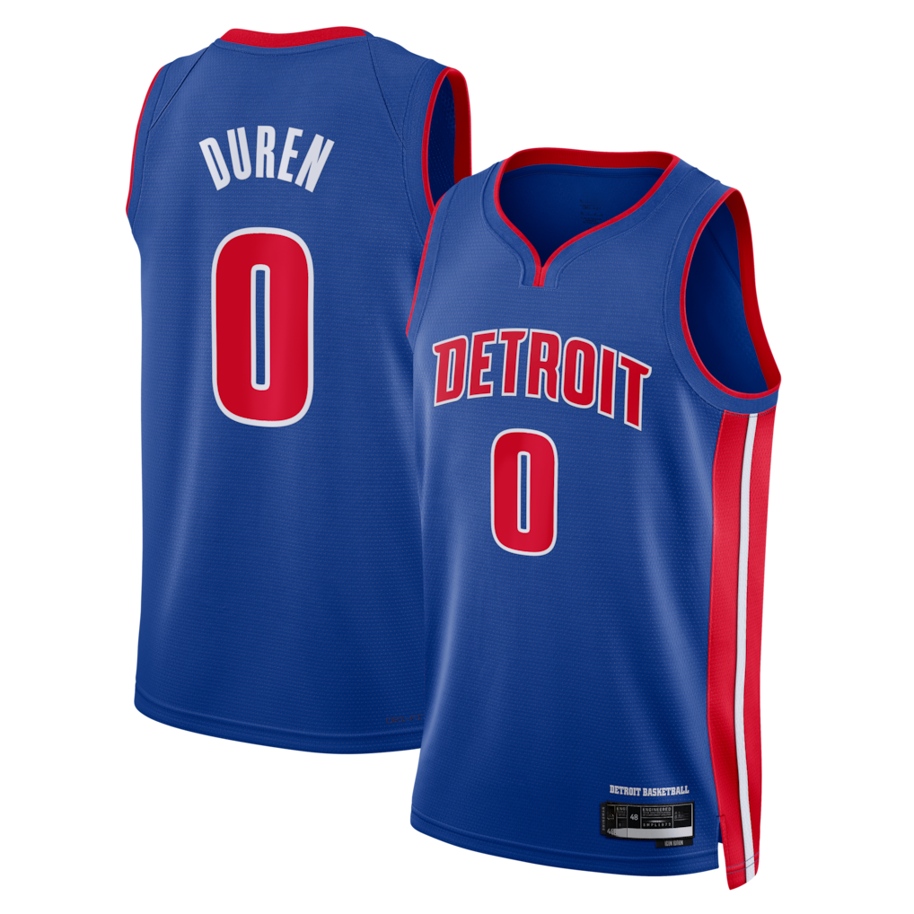 Fenge D.Pistons #0 Jalen Duren Blue Swingman Jerseys - Icon Edition