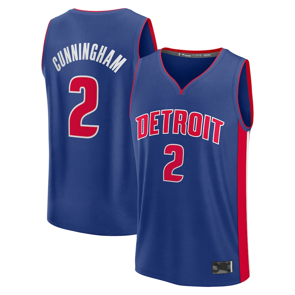Fenge D.Pistons #2 Cade Cunningham  Blue Fast Break Replica Player Jerseys - Icon Edition