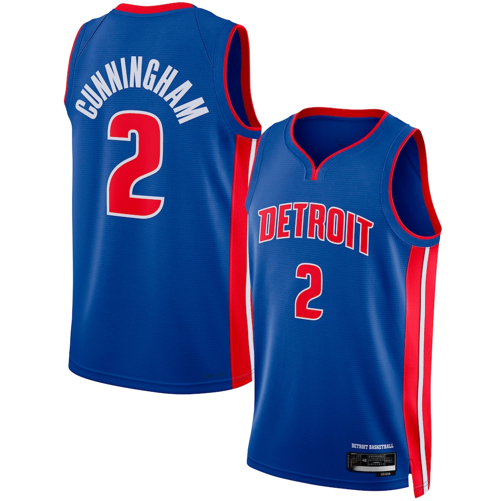 Fenge D.Pistons #2 Cade Cunningham Blue Swingman Jerseys - Icon Edition