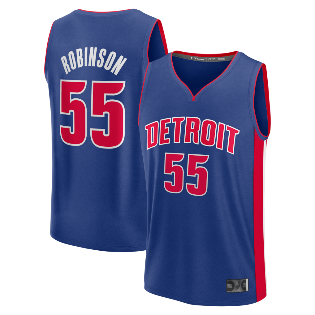 Fenge D.Pistons #55 Duncan Robinson  Blue Fast Break Jerseys - Icon Edition