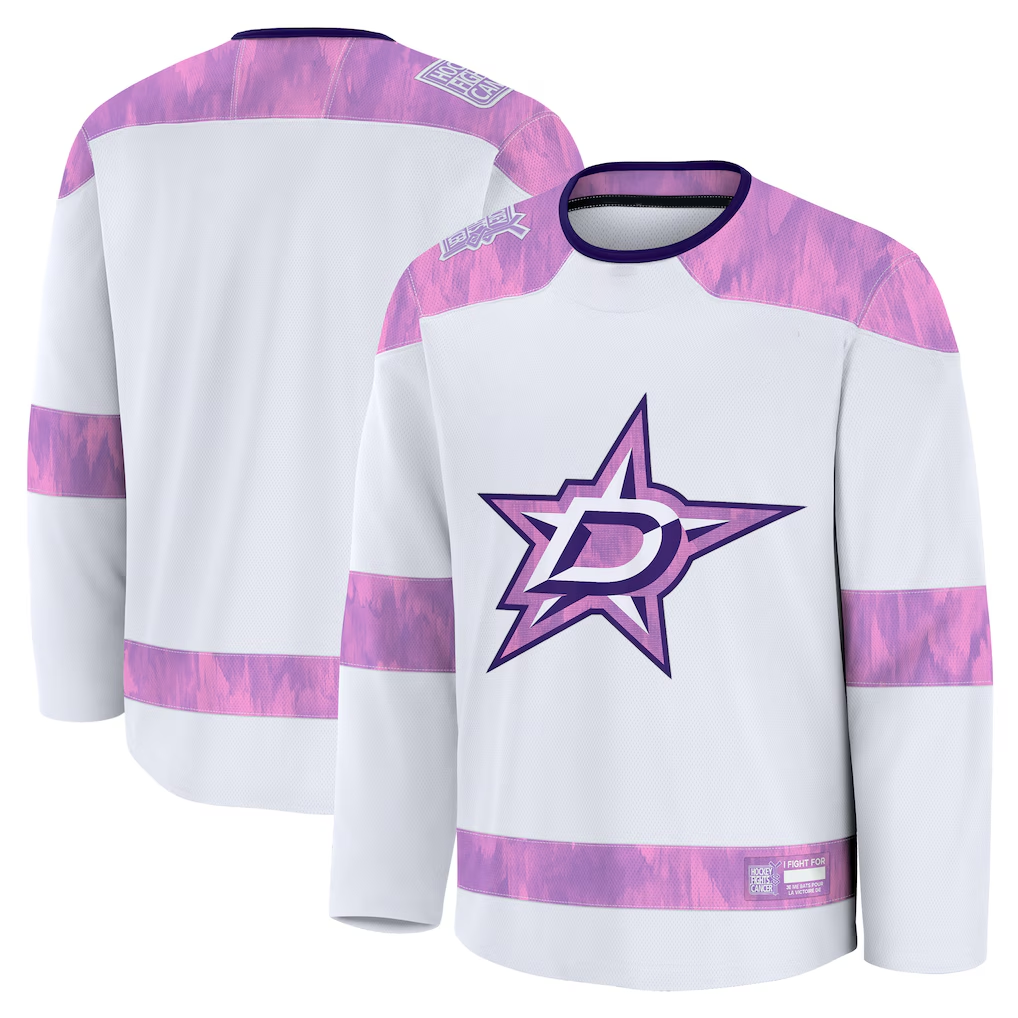 Fenge D.Stars White 2024 Hockey Fights Cancer Practice Jerseys