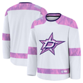 Fenge D.Stars White 2024 Hockey Fights Cancer Practice Jerseys