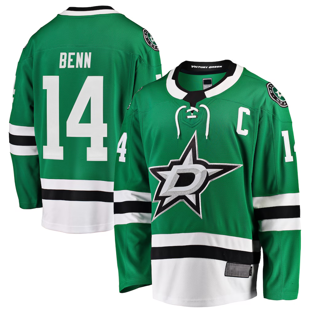 Fenge D.Stars #14 Jamie Benn Green Breakaway Player Jerseys